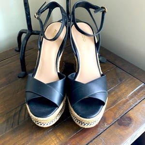 Aldo Black/Gold cork wedges